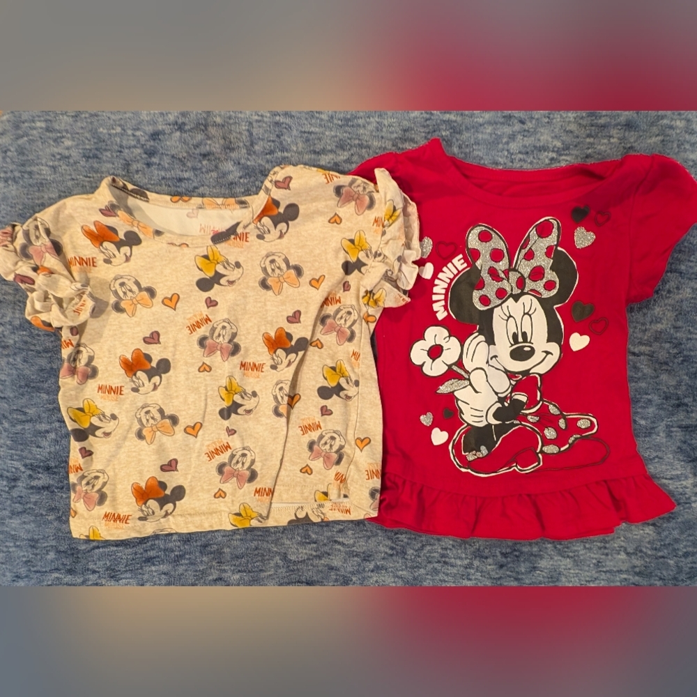 Disney 4T Minnie Mouse T-Shirts Set - Red and Tan